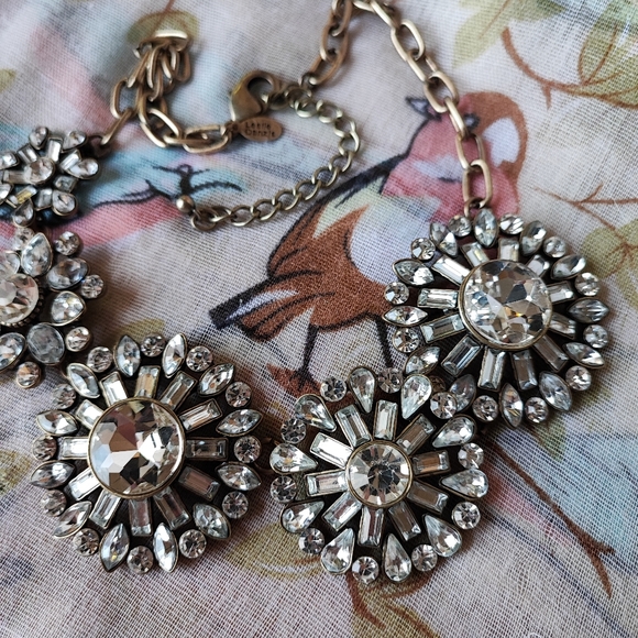 Leslie Danzis Signed Clear Rhinestone Statement Necklace Brass Tone Baguettes - Picture 9 of 15